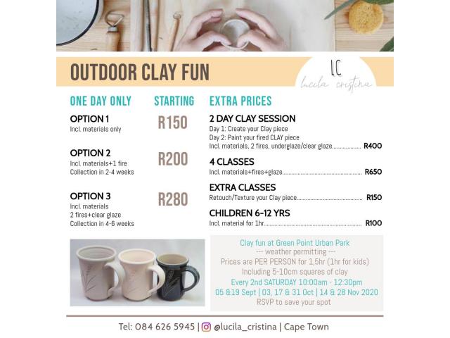 Outdoor CLAY FUN at Green Point Urban Park CPT : SAT 19th SEPT 10am-12:30pm